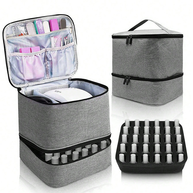 Large Cosmetic Bag | Portable Nail Polish Storage Case with Adjustable Dividers - Silk Rolla