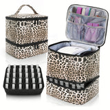 Large Cosmetic Bag | Portable Nail Polish Storage Case with Adjustable Dividers