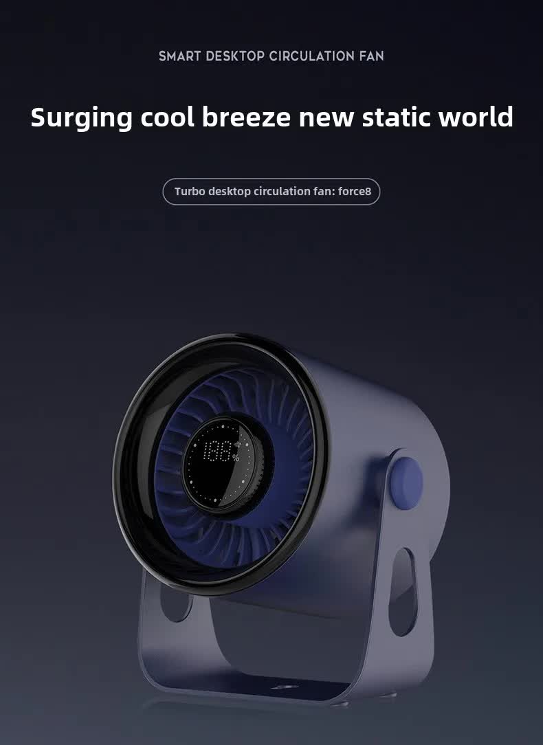 Modern Desktop Fan with Adjustable Angle | Digital Display for Precise Cooling - Silk Rolla