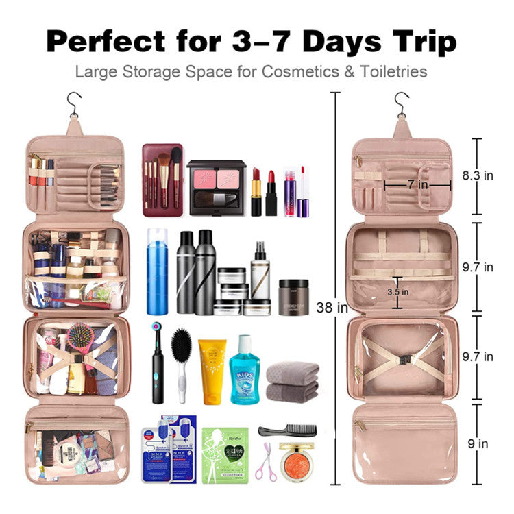 Multifunctional Travel Toiletry Organiser with Hanger | Large-Capacity Storage Bag for Travel Essentials - Silk Rolla