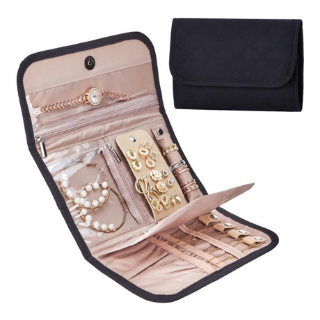 Portable Travel Jewellery Organiser | Foldable Storage Pouch for Earrings, Rings & Necklaces - Silk Rolla