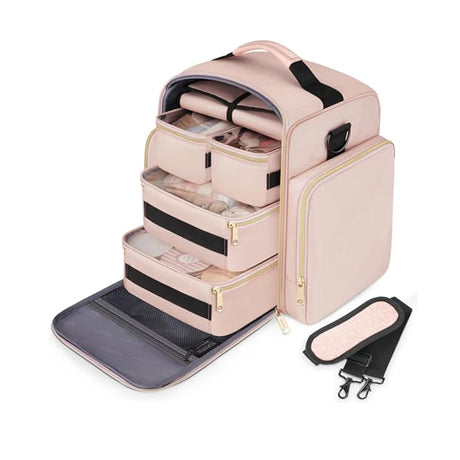 Professional 4-in-1 Travel Cosmetic Organiser Bag | Detachable Storage Boxes & Jewellery Roll for Portable Makeup Storage - Silk Rolla