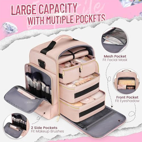 Professional 4-in-1 Travel Cosmetic Organiser Bag | Detachable Storage Boxes & Jewellery Roll for Portable Makeup Storage - Silk Rolla