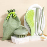 Eco-Friendly Hair Brush Set - Massage Brush, Detangling Comb, and V-shaped Comb for All Hair Types - Silk Rolla