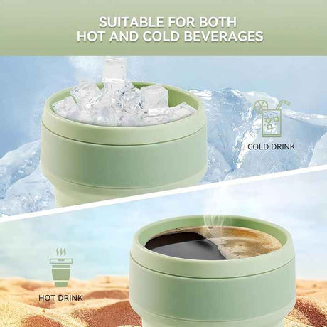 2-Pack Collapsible Silicone Coffee Cups 350ml | Portable, Food-Grade Travel Mugs Safe for Microwave & Freezer - Silk Rolla