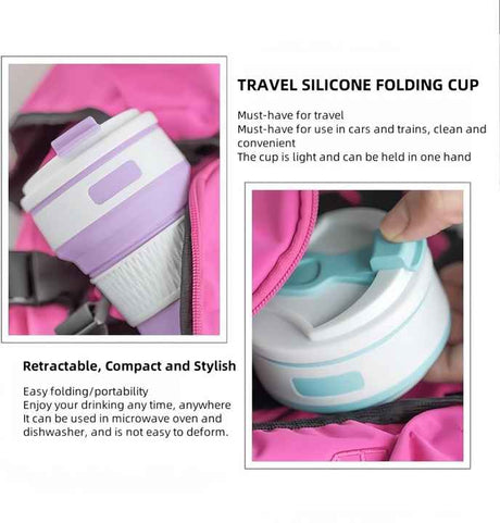 2-Pack Collapsible Silicone Coffee Cups 350ml | Portable, Food-Grade Travel Mugs Safe for Microwave & Freezer - Silk Rolla