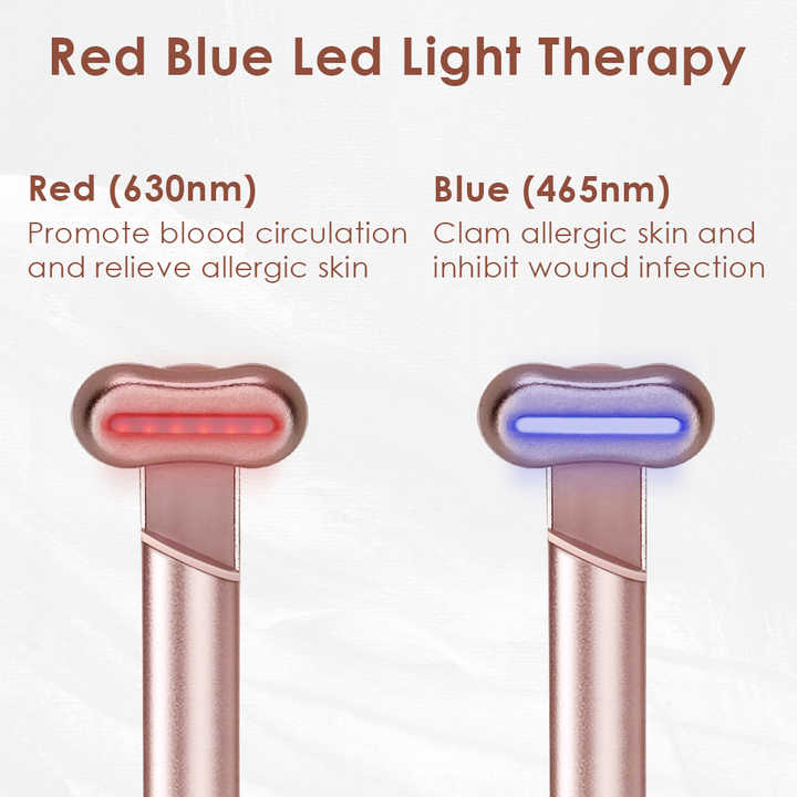 LED Light Therapy Face Wand | Portable Eye Care Device with EMS Microcurrent & Red Light Therapy for Wrinkles & Dark Circles - Silk Rolla